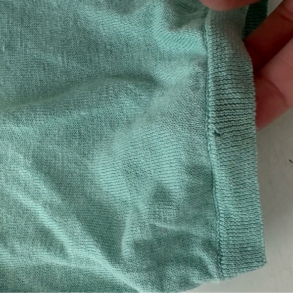 Eileen Fisher Medium Turquoise Organic Linen Blend Bateau Neck Top Colorful - Picture 5 of 7